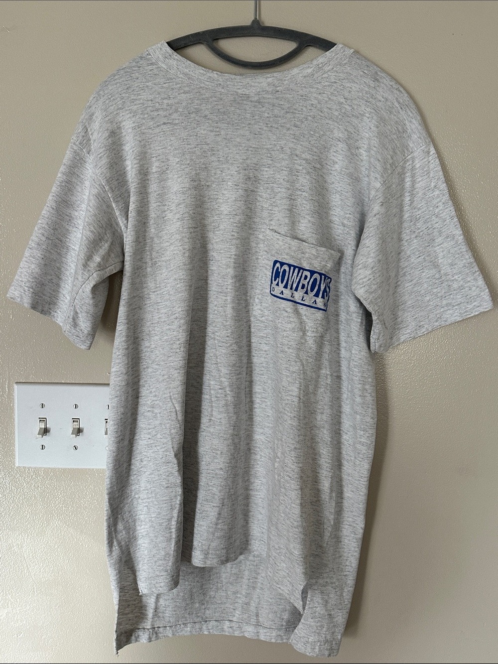 Vtg 90s Salem Sportswear Dallas Cowboys Football Crew Neck Tee Patch Pocket USA
